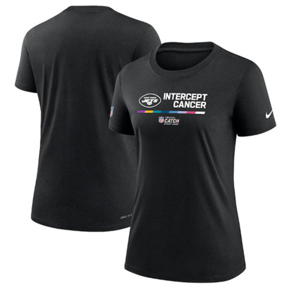Women's New York Jets Black 2022 Crucial Catch Performance T-Shirt(Run Small)